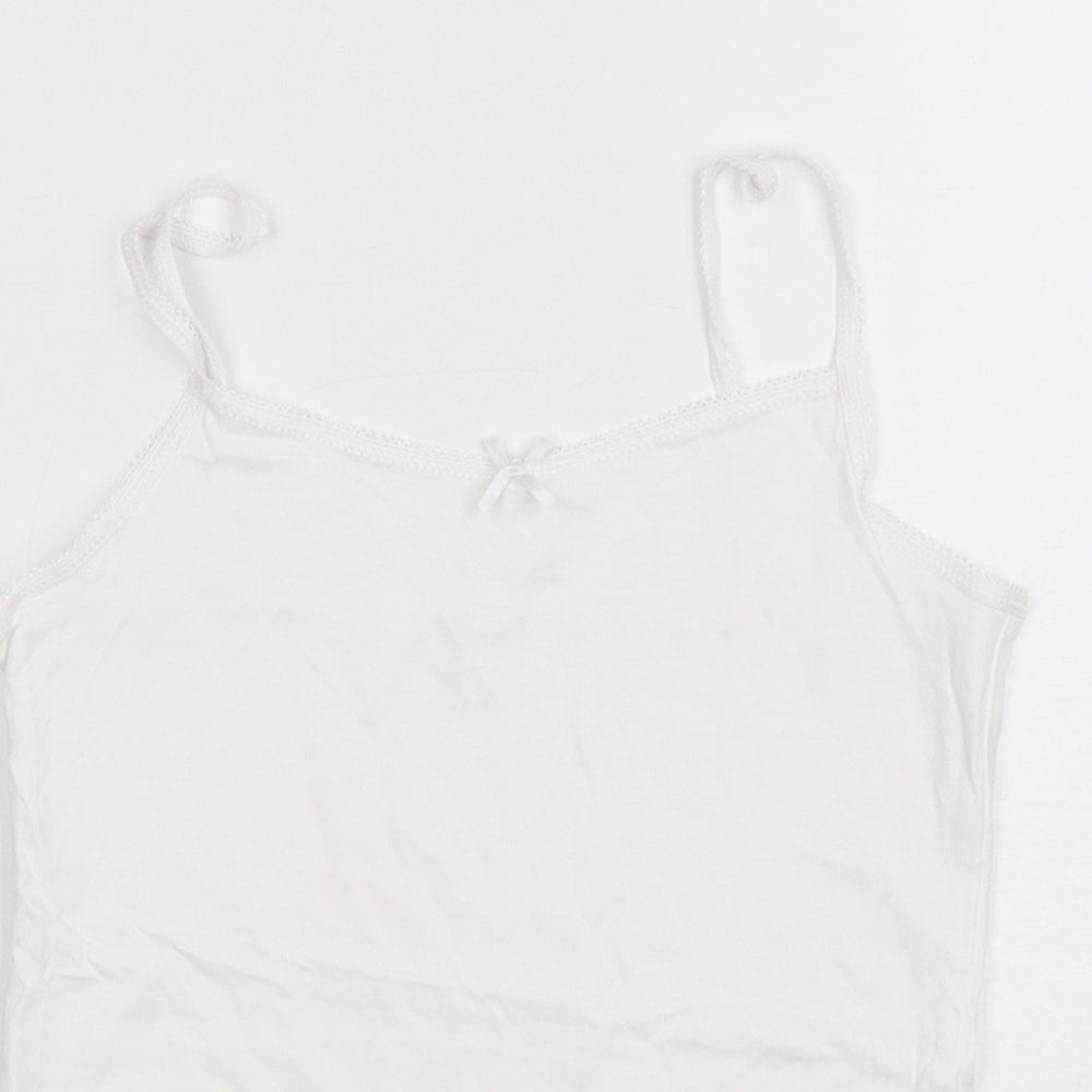 George Girls White  Cotton Camisole Tank Size 7-8 Years Round Neck Pullover