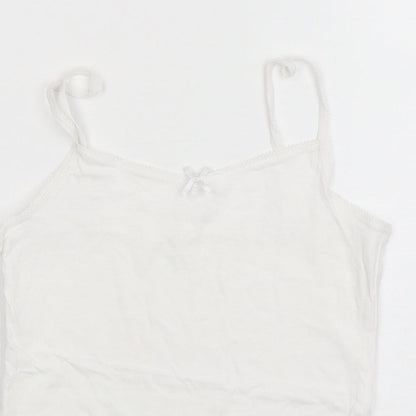 George Girls White  Cotton Camisole Tank Size 7-8 Years Round Neck Pullover