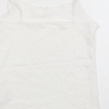 George Girls White  Cotton Camisole Tank Size 7-8 Years Round Neck Pullover