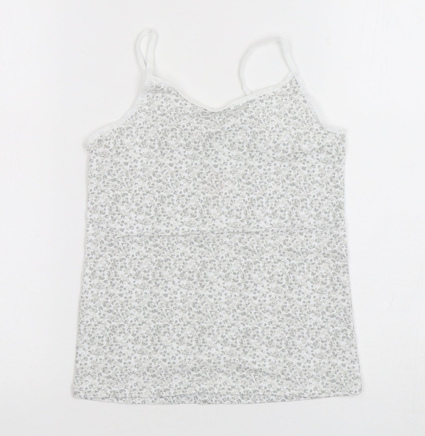 F&F Girls Grey Floral Cotton Camisole Tank Size 7-8 Years Round Neck Pullover