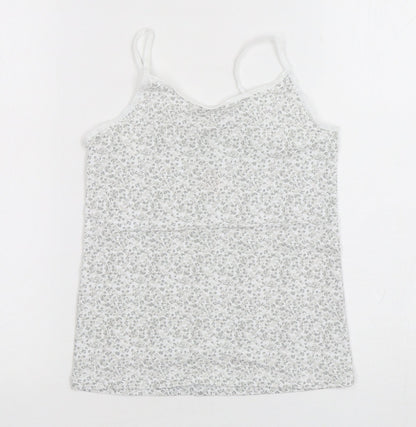F&F Girls Grey Floral Cotton Camisole Tank Size 7-8 Years Round Neck Pullover