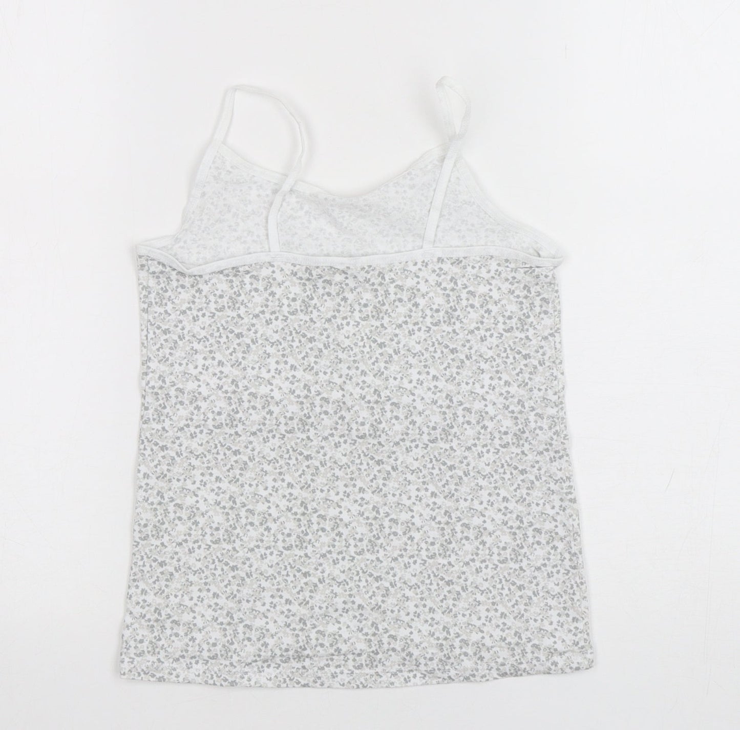 F&F Girls Grey Floral Cotton Camisole Tank Size 7-8 Years Round Neck Pullover