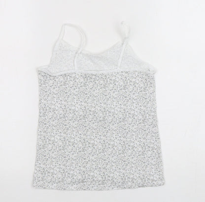 F&F Girls Grey Floral Cotton Camisole Tank Size 7-8 Years Round Neck Pullover