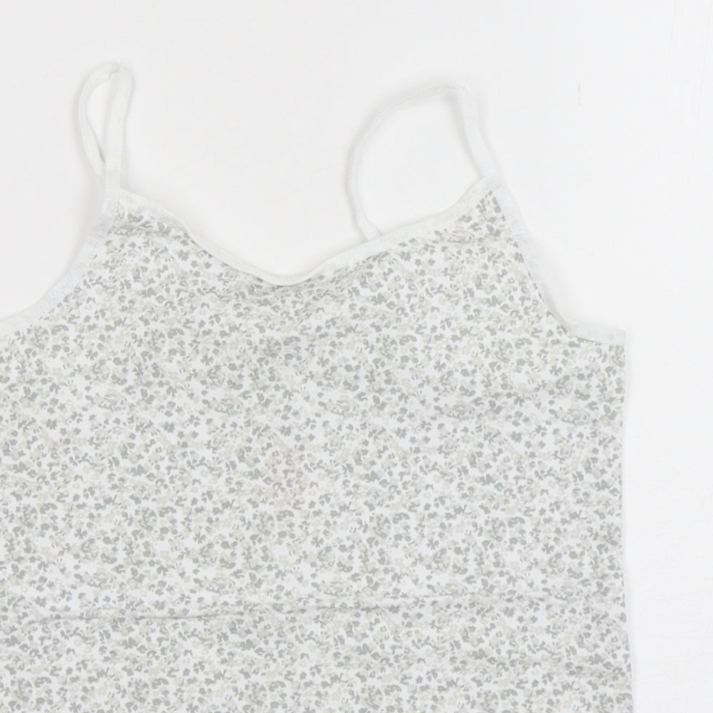 F&F Girls Grey Floral Cotton Camisole Tank Size 7-8 Years Round Neck Pullover