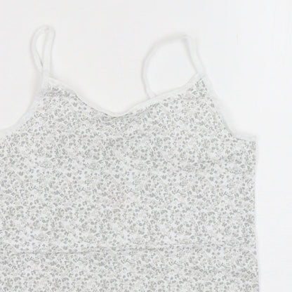F&F Girls Grey Floral Cotton Camisole Tank Size 7-8 Years Round Neck Pullover