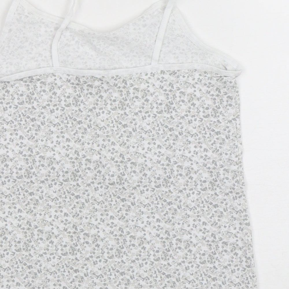 F&F Girls Grey Floral Cotton Camisole Tank Size 7-8 Years Round Neck Pullover