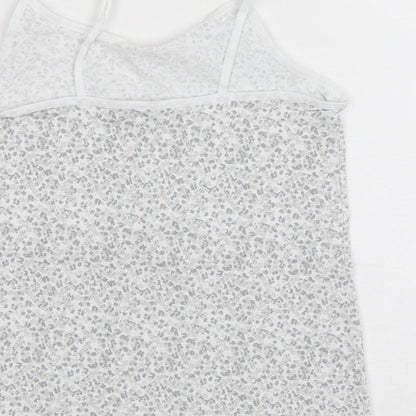 F&F Girls Grey Floral Cotton Camisole Tank Size 7-8 Years Round Neck Pullover
