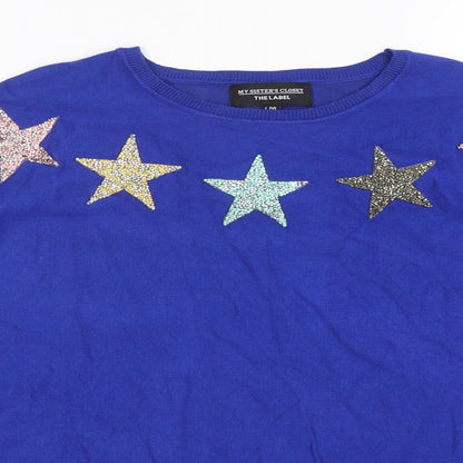 My Sister's Closet Womens Blue Round Neck  Viscose Pullover Jumper Size L
