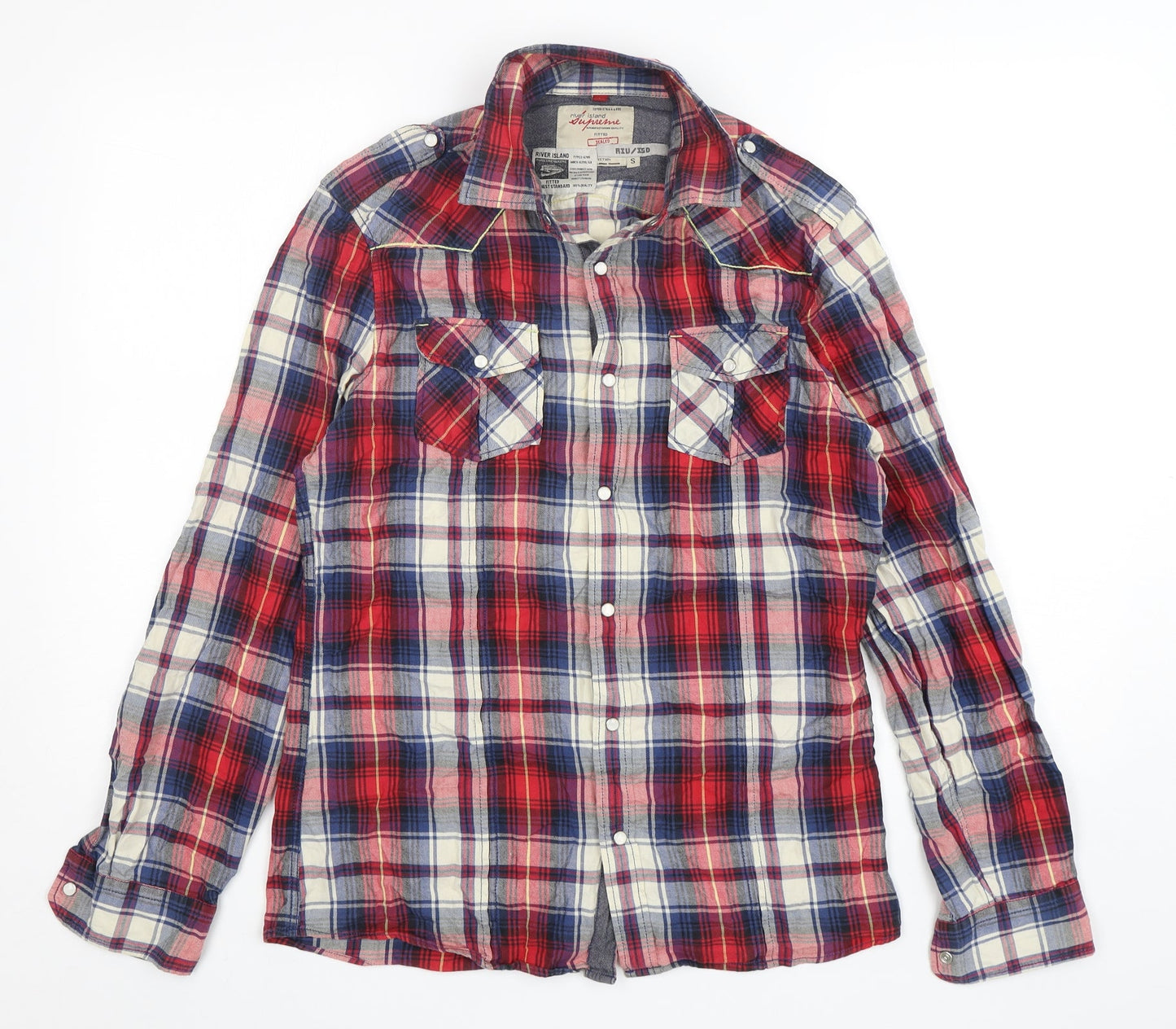 Womens UK Size S River Island Multicoloured Basic Button-Up
