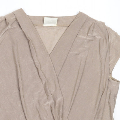 Womens UK Size 14 Minuet Beige Basic Blouse