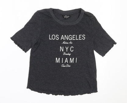 Womens UK Size 4 Topshop Grey Basic T-Shirt