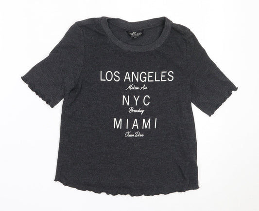 Womens UK Size 4 Topshop Grey Basic T-Shirt