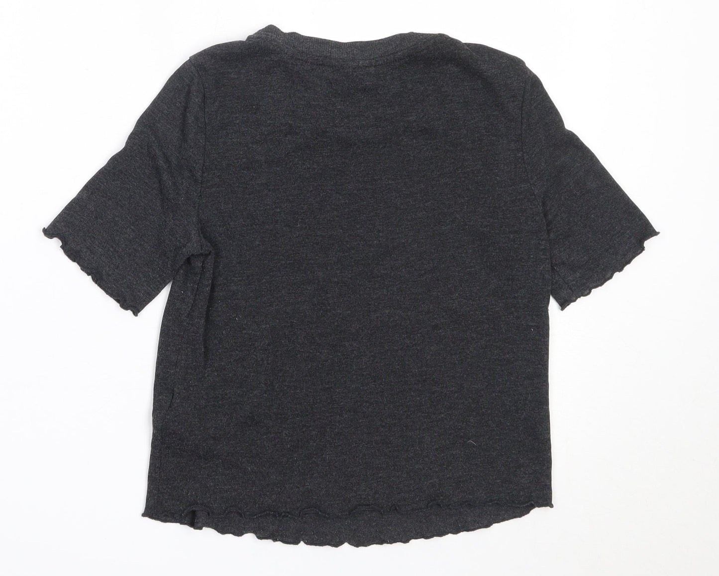 Womens UK Size 4 Topshop Grey Basic T-Shirt