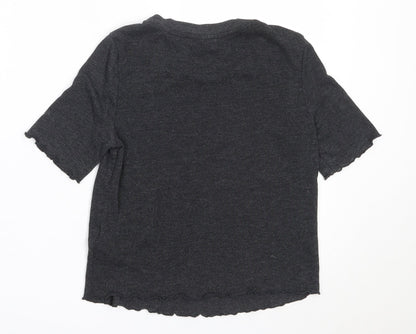 Womens UK Size 4 Topshop Grey Basic T-Shirt