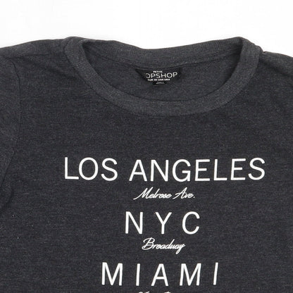 Womens UK Size 4 Topshop Grey Basic T-Shirt