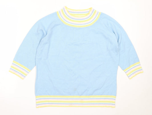 Etam Womens Blue Round Neck  Cotton Pullover Jumper Size L