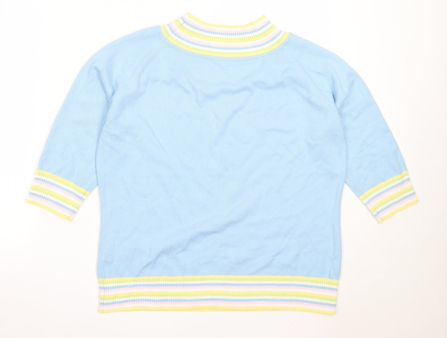 Etam Womens Blue Round Neck  Cotton Pullover Jumper Size L