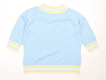 Etam Womens Blue Round Neck  Cotton Pullover Jumper Size L