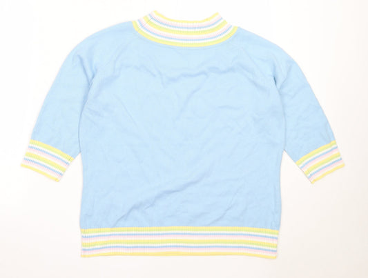 Etam Womens Blue Round Neck  Cotton Pullover Jumper Size L