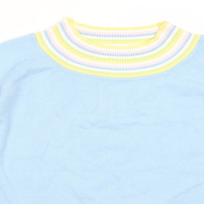 Etam Womens Blue Round Neck  Cotton Pullover Jumper Size L