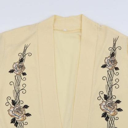 Womens UK Size L Preworn Yellow Cardigan Jumper