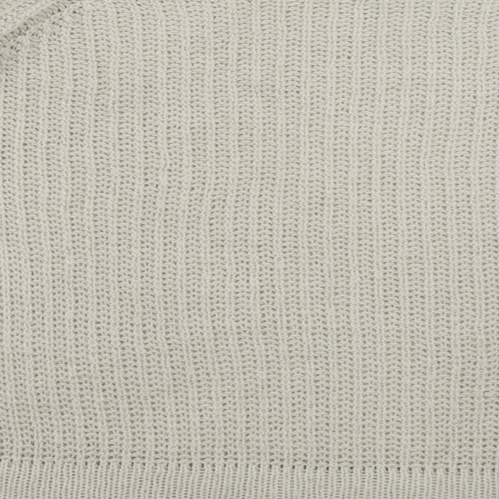 Cecilia Fashion Womens White Square Neck  Acrylic Pullover Jumper Size M