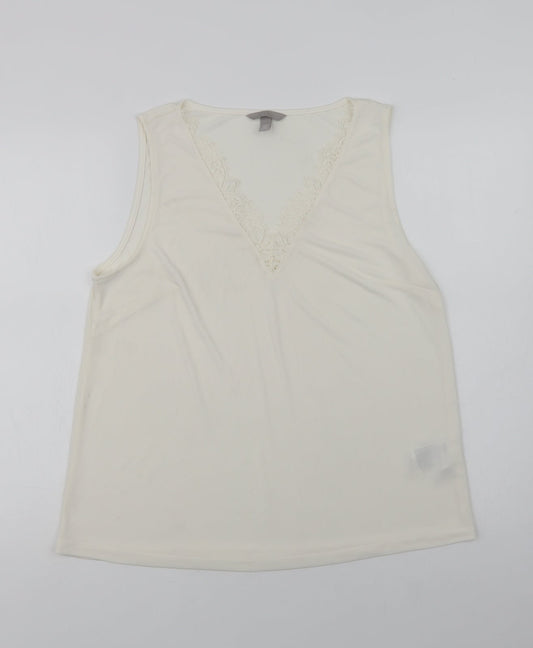 Womens UK Size M H&M Ivory Basic Blouse