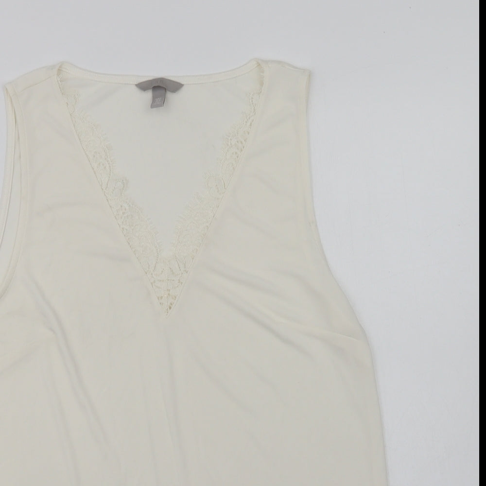 Womens UK Size M H&M Ivory Basic Blouse