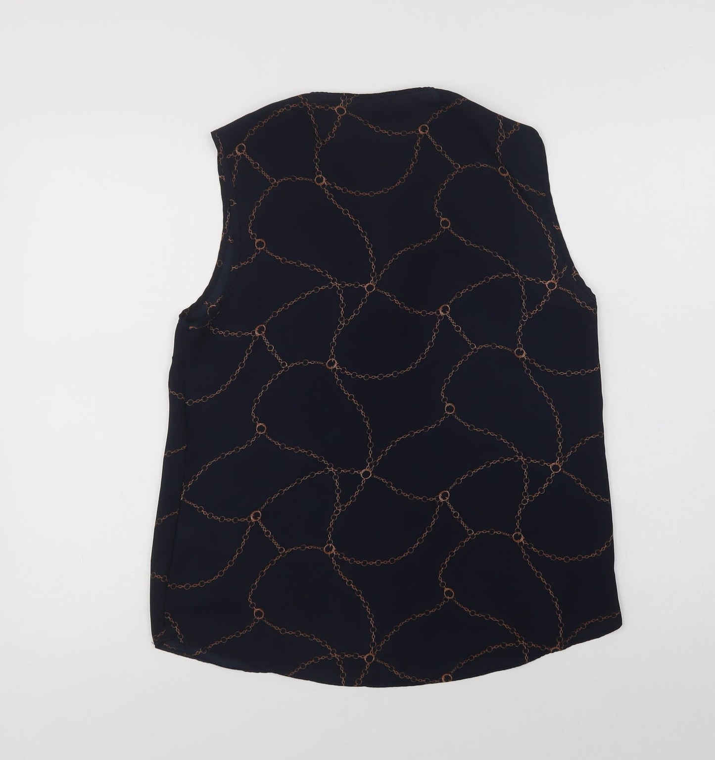 Primark Womens Blue Geometric Polyester Basic Blouse Size 14 V-Neck