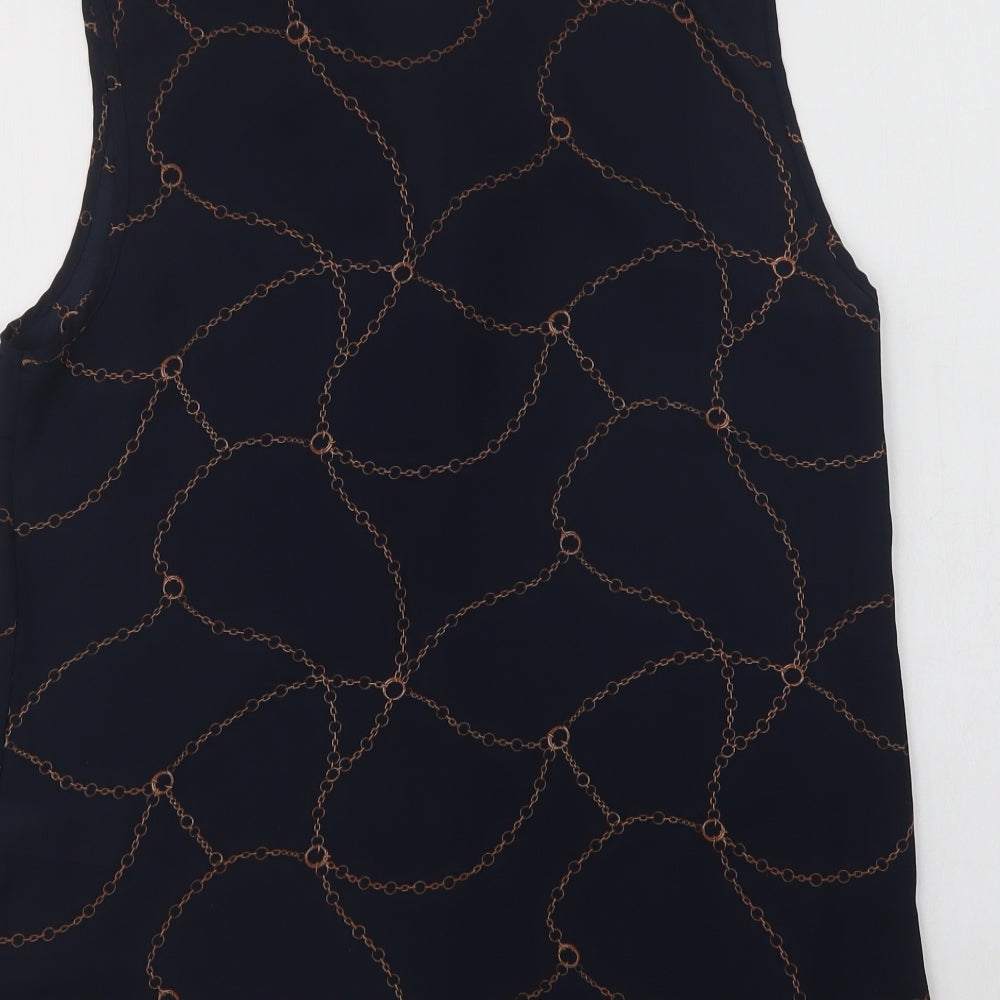 Primark Womens Blue Geometric Polyester Basic Blouse Size 14 V-Neck