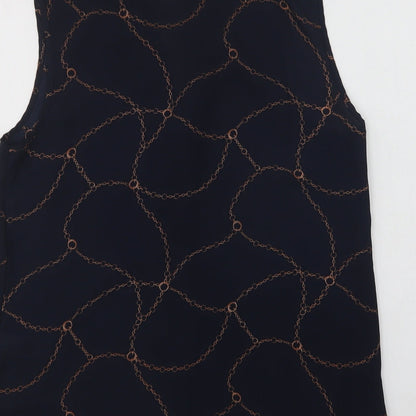 Primark Womens Blue Geometric Polyester Basic Blouse Size 14 V-Neck