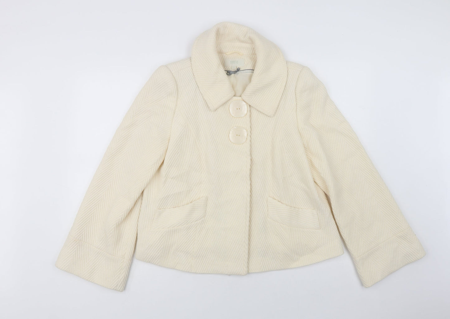 Womens UK Size 12 Marks and Spencer Ivory Pea Coat