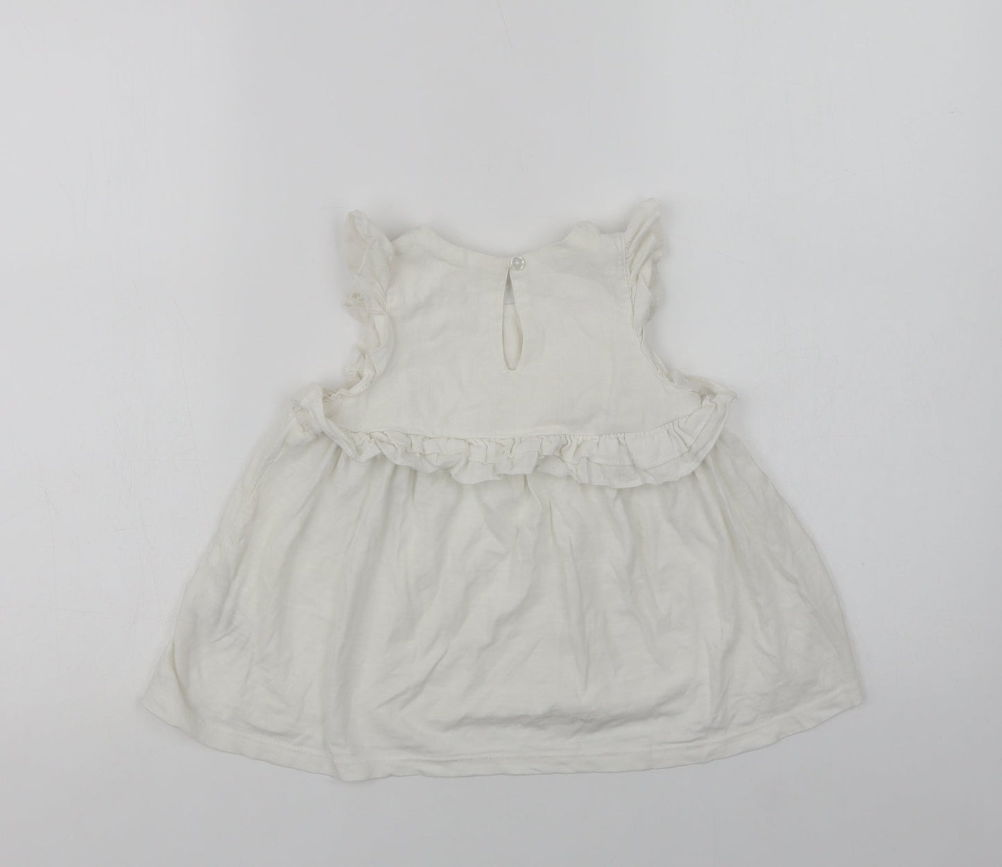 NEXT Girls White  Cotton Basic Blouse Size 3 Years Crew Neck Button