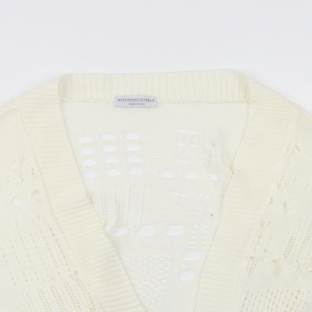 Womens UK Size One Size Internacionale Ivory Cardigan Jumper