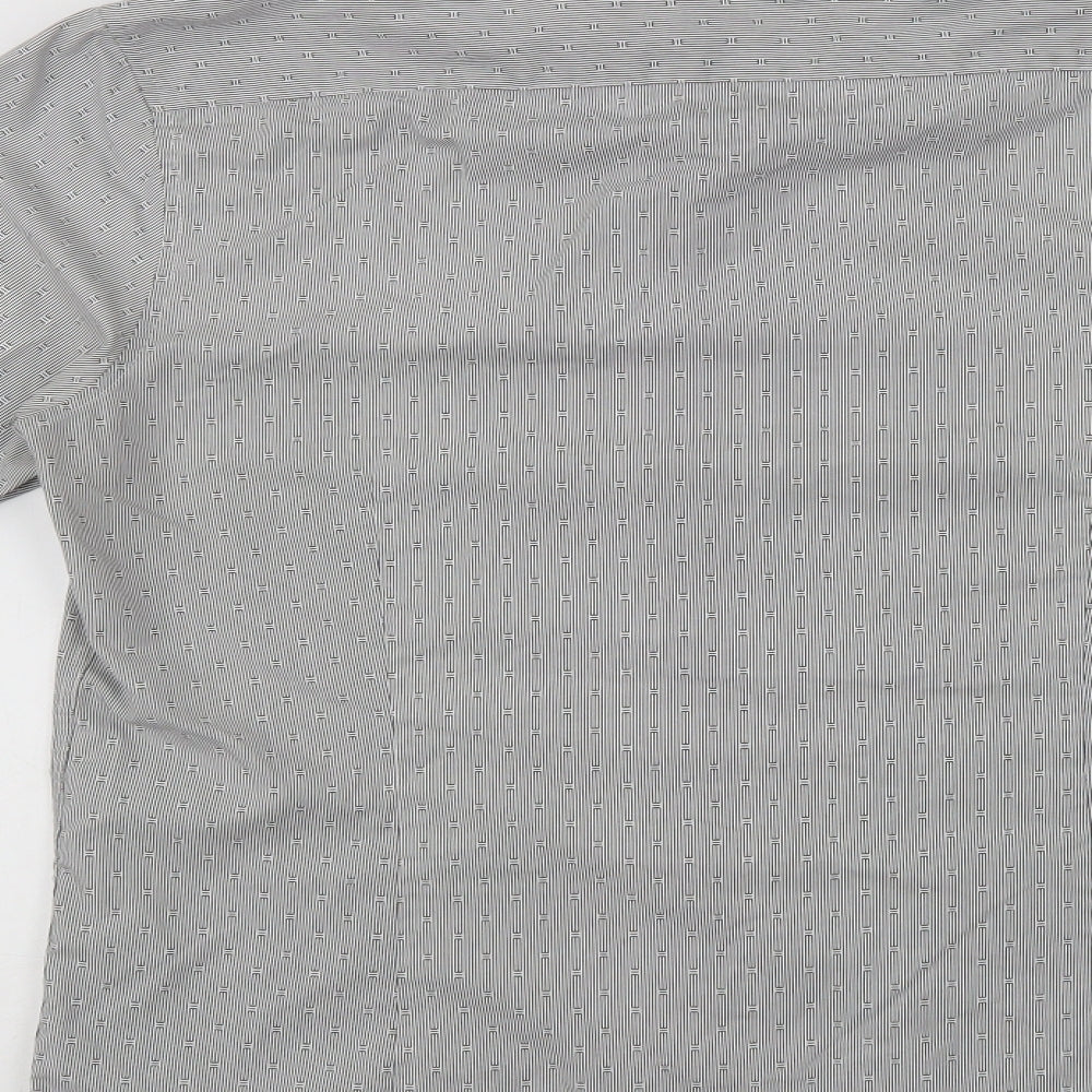 Red Herr Mens Grey Geometric Polyester  Dress Shirt Size 15.5 Collared Button