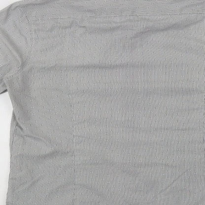 Red Herr Mens Grey Geometric Polyester  Dress Shirt Size 15.5 Collared Button