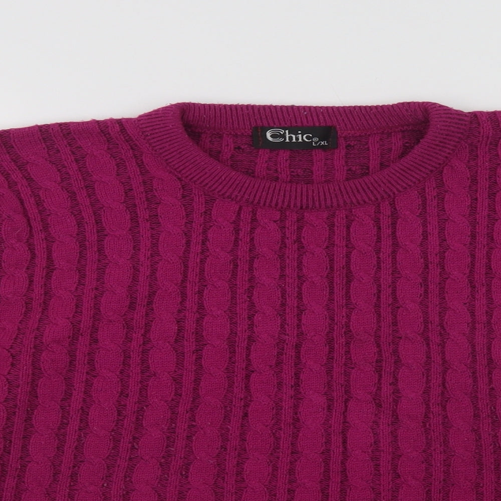 Womens UK Size L CHIC Purple Pullover Jumper