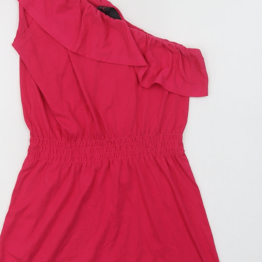 NEXT Womens Pink  Cotton A-Line  Size 14  One Shoulder