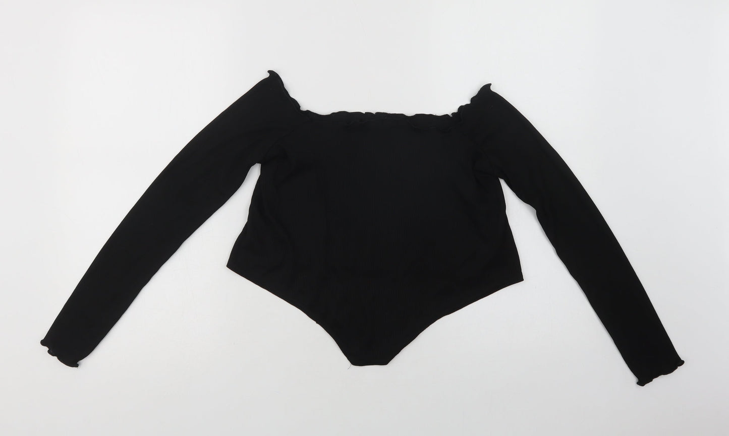 Womens UK Size 12 Stylewise Black Cropped Blouse