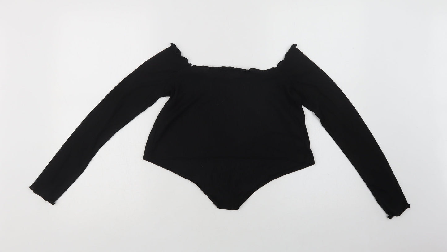 Womens UK Size 12 Stylewise Black Cropped Blouse