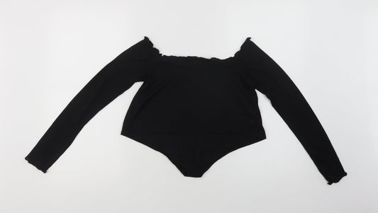 Womens UK Size 12 Stylewise Black Cropped Blouse