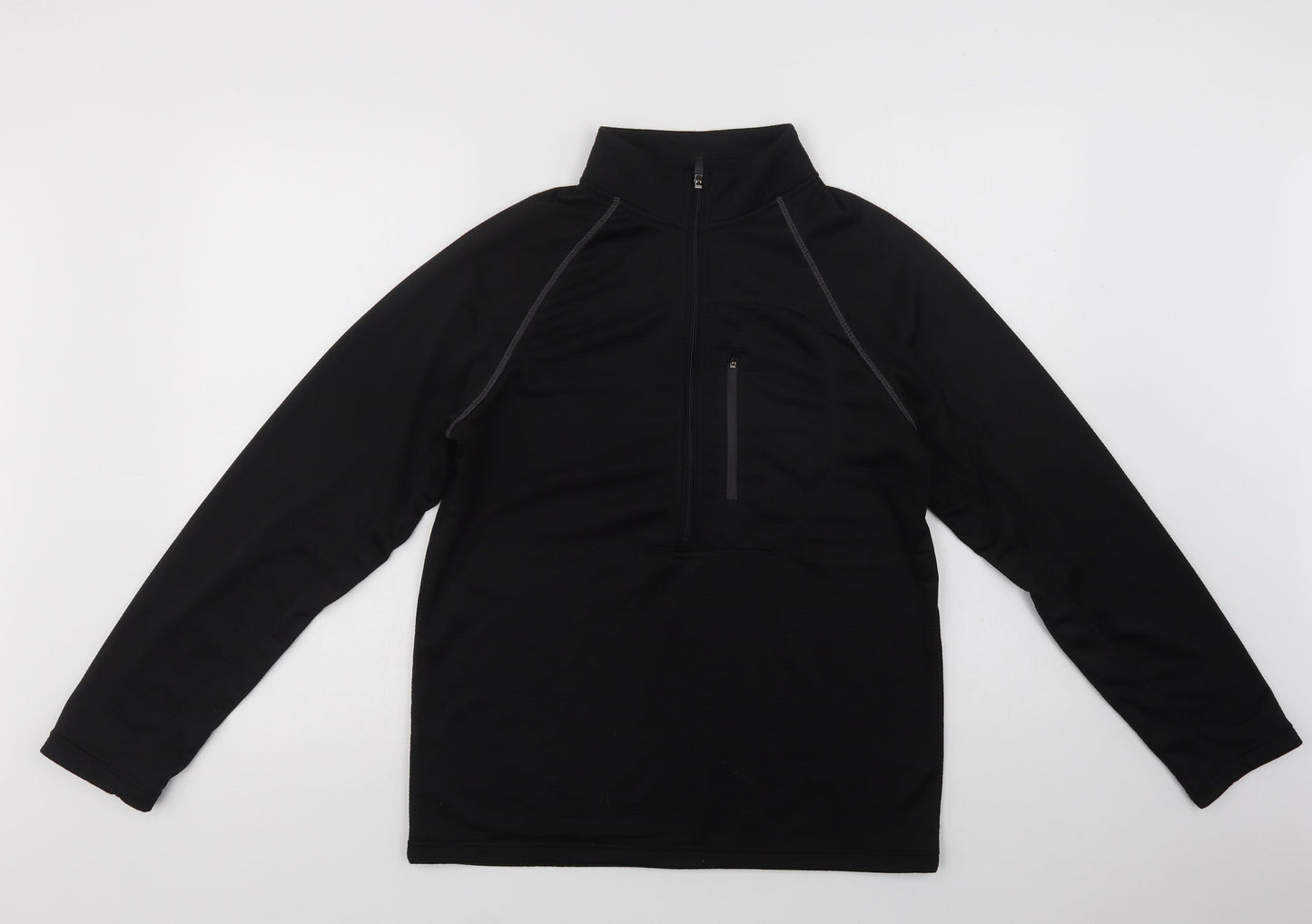 Mens UK Size M Penn Black Henley Sweatshirt
