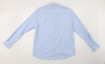 Steel & Jelly Mens Blue  Cotton  Button-Up Size M Collared Button