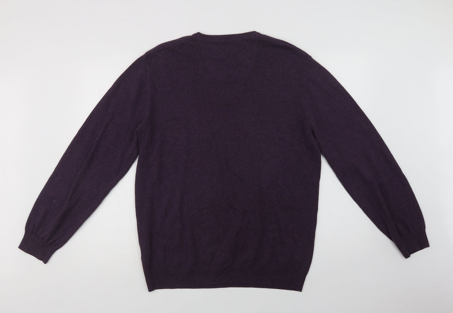 Greenwoods Mens Purple V-Neck  Cotton Pullover Jumper Size M