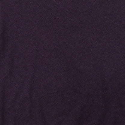 Greenwoods Mens Purple V-Neck  Cotton Pullover Jumper Size M