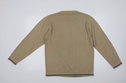 George Mens Beige Crew Neck  Acrylic Pullover Jumper Size S