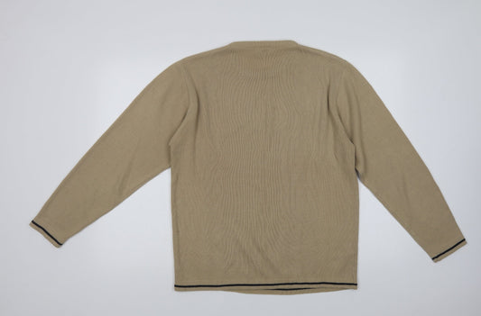 George Mens Beige Crew Neck  Acrylic Pullover Jumper Size S