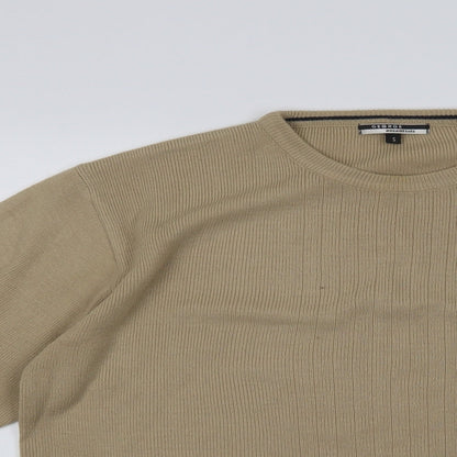 George Mens Beige Crew Neck  Acrylic Pullover Jumper Size S