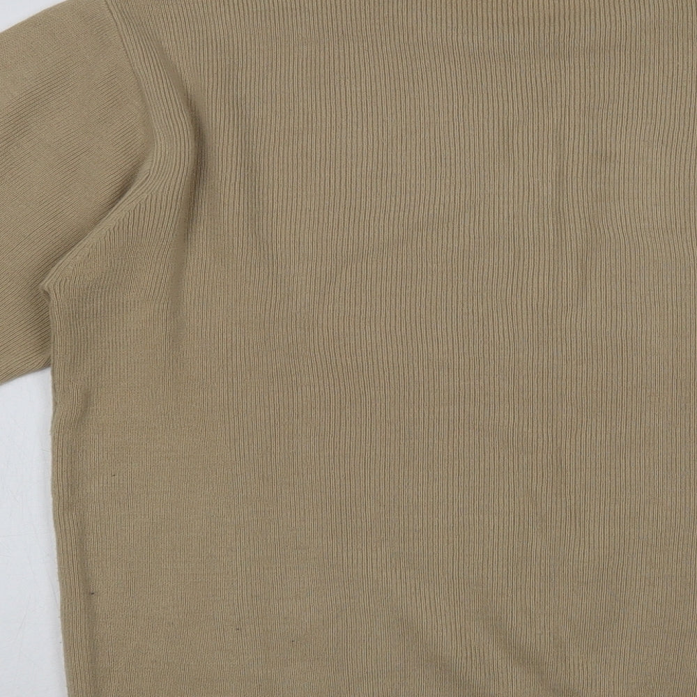 George Mens Beige Crew Neck  Acrylic Pullover Jumper Size S