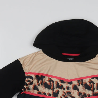 Studio Girls Black Animal Print Polyester Pullover Hoodie Size 12-13 Years